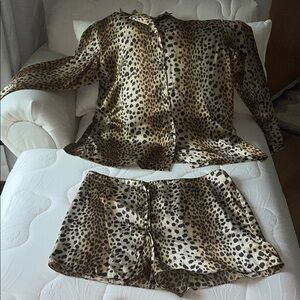 Victoria's Secret Leopard Print Pajama Set - Brown and Black
